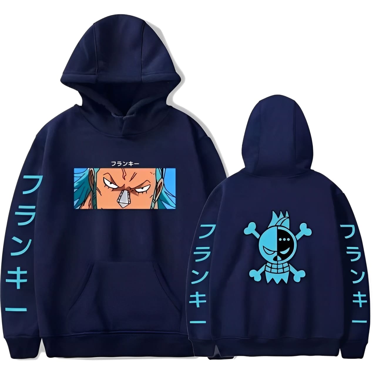 sweatshirt one piece pirate franky bleu