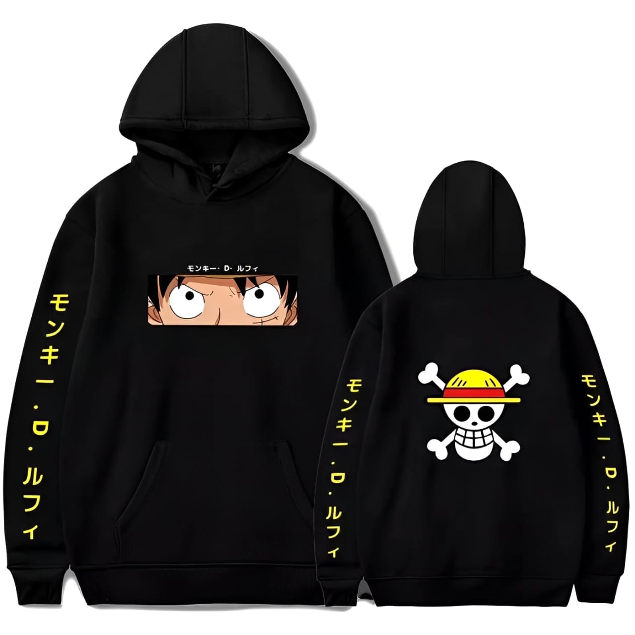 sweatshirt one piece pirate luffy noir