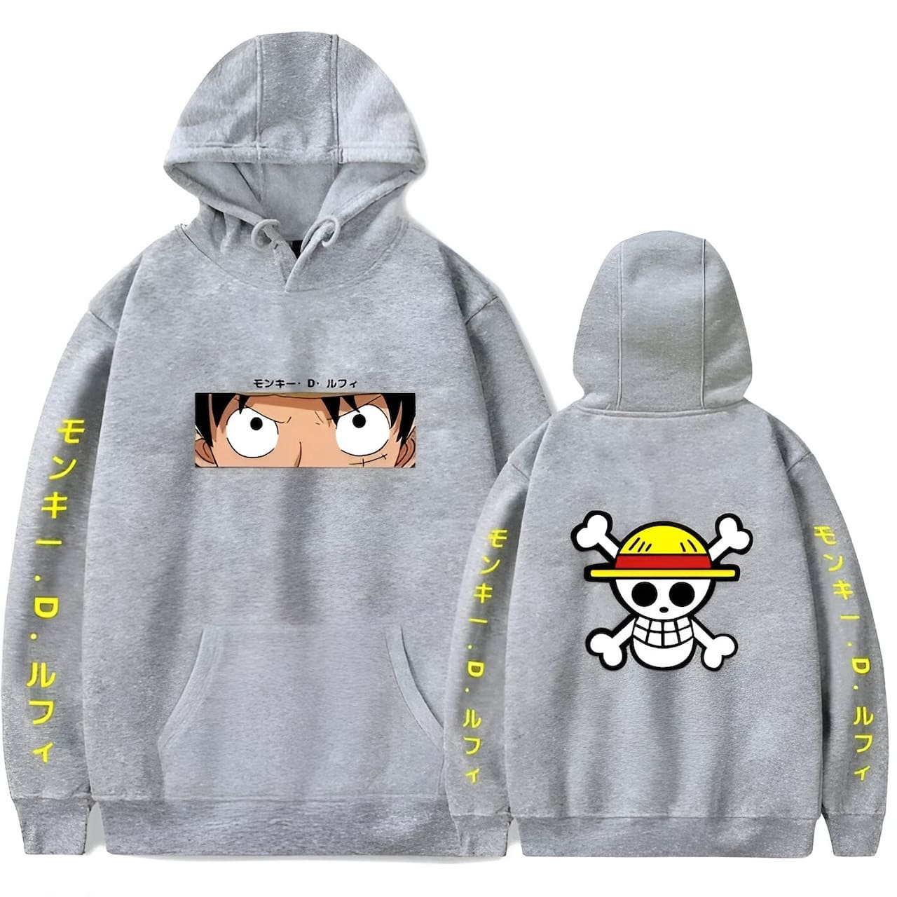 sweatshirt one piece pirate luffy gris