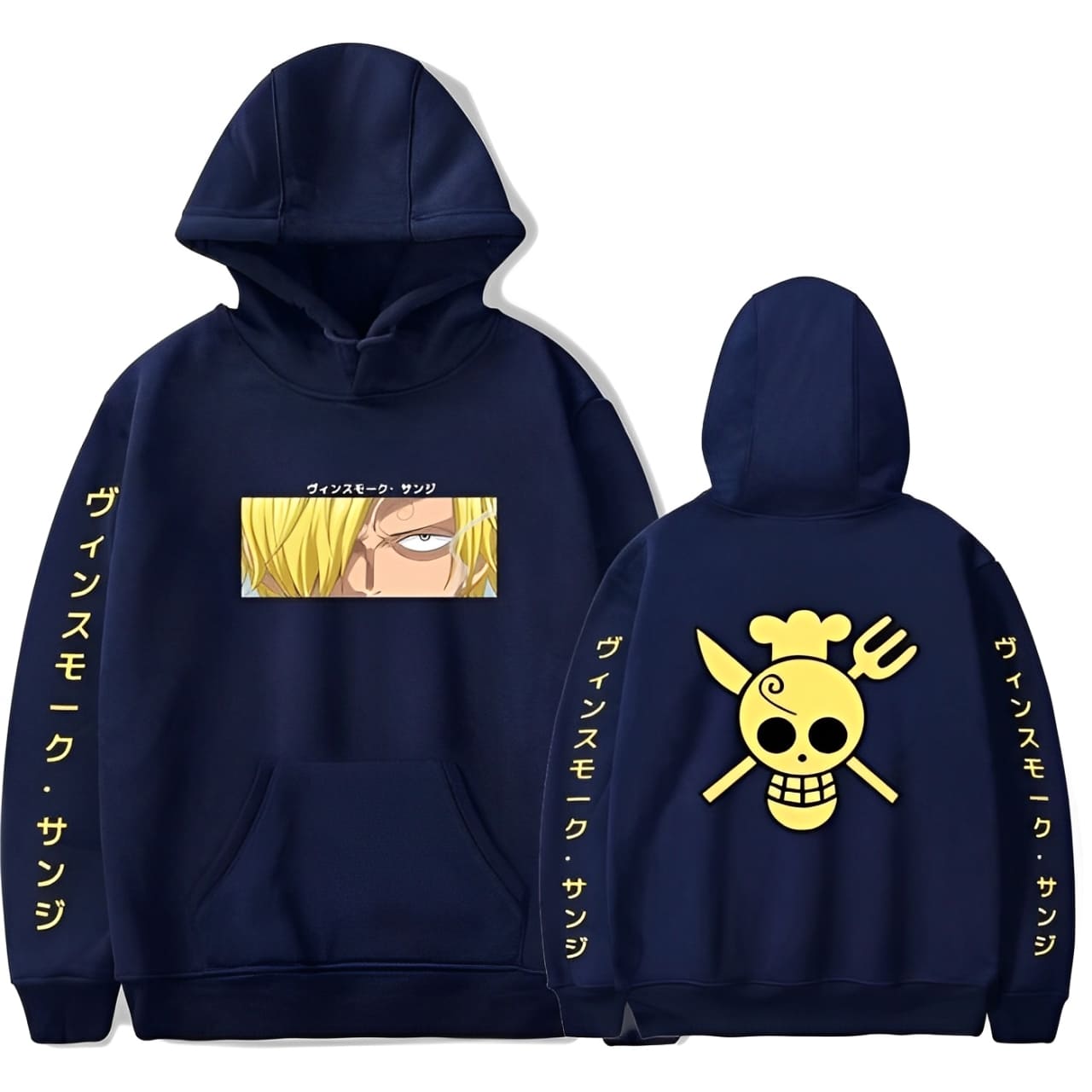 sweatshirt one piece pirate sanji bleu