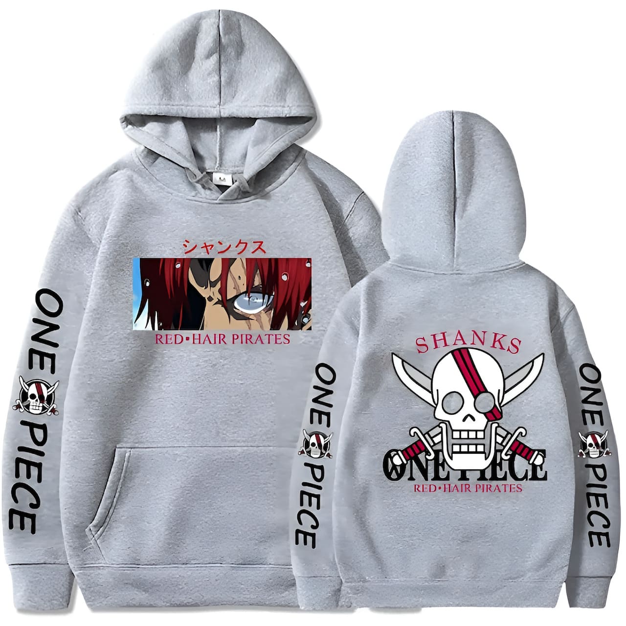 sweatshirt one piece red hair pirates grey