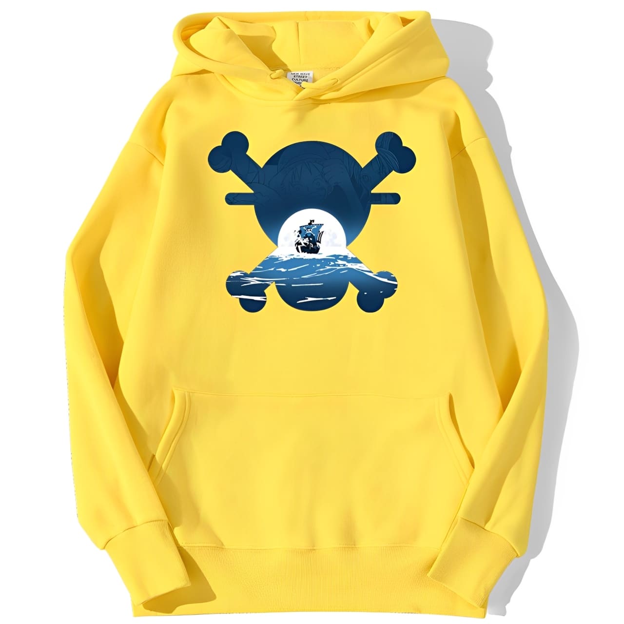 sweatshirt hoodie one piece skull merry jaune