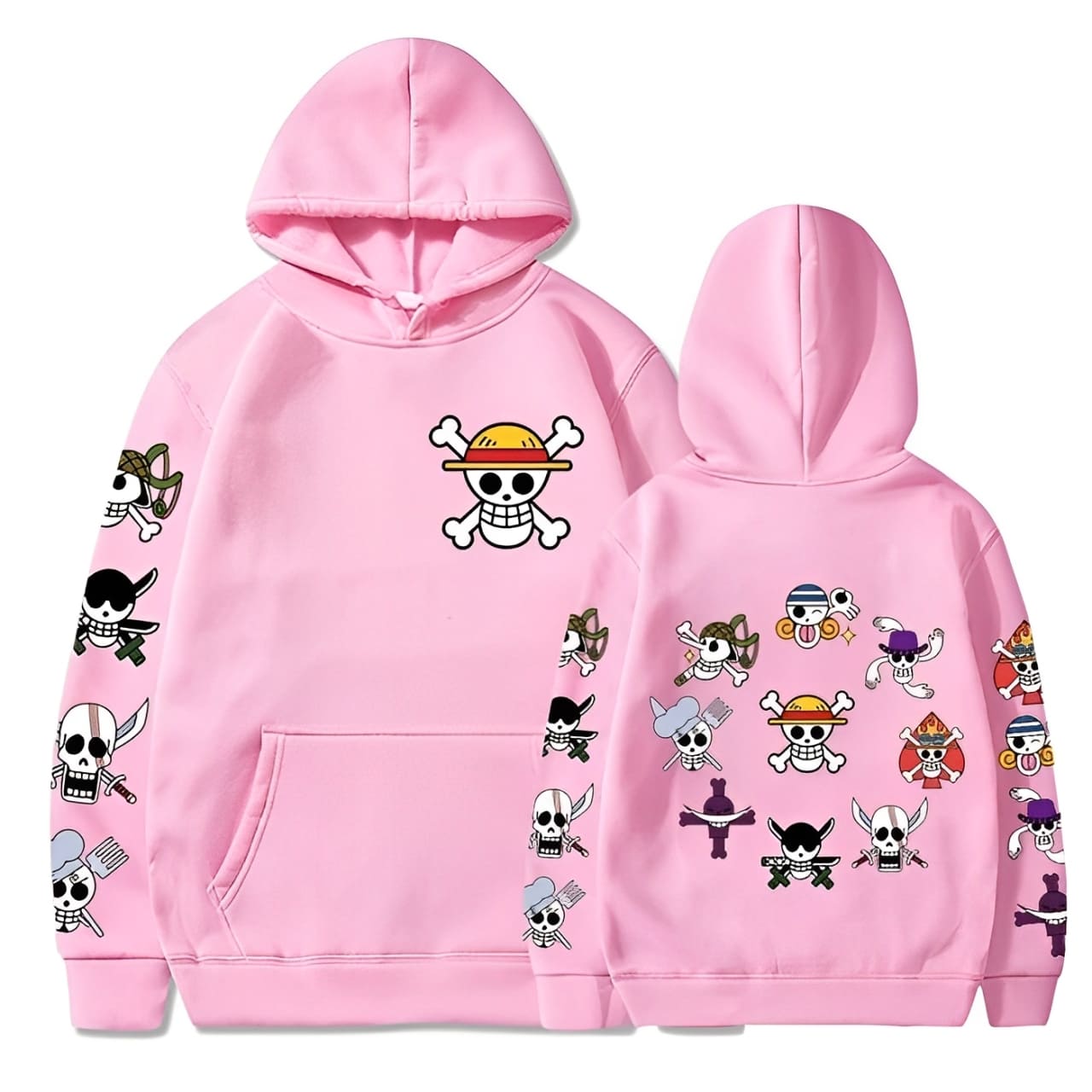 sweatshirt one piece skull strawhat pink