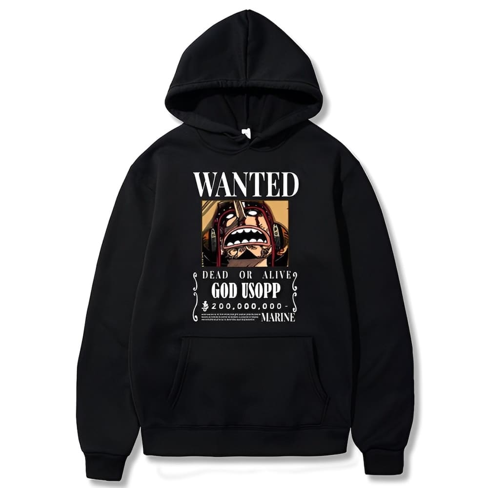 sweatshirt one piece god usopp wanted black