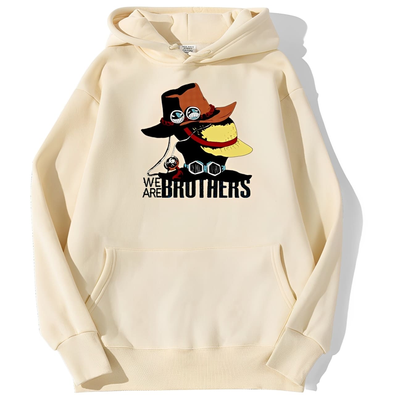 sweatshirt hoodie one piece we are brothers beige