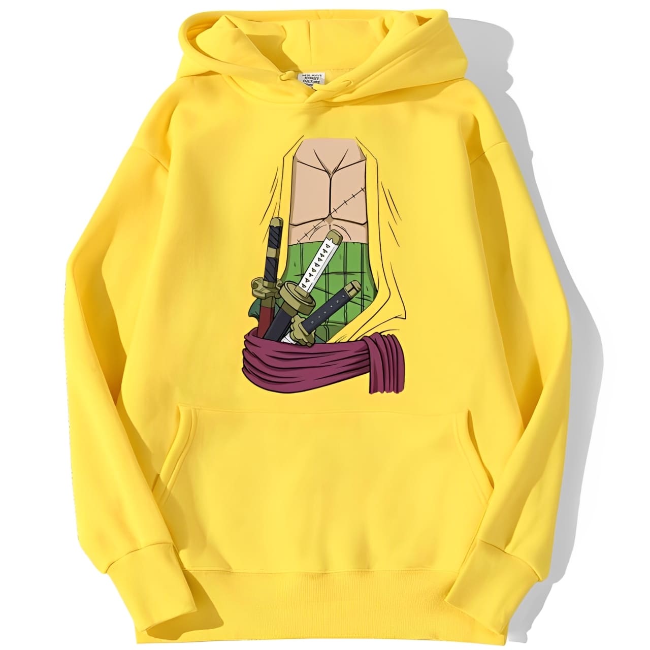 sweatshirt hoodie one piece zoro chest jaune