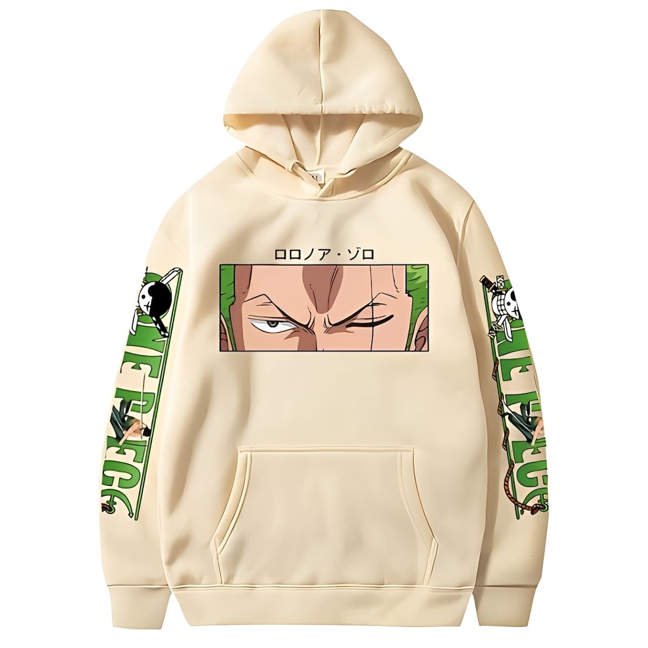 sweatshirt one piece zoro eyes beige
