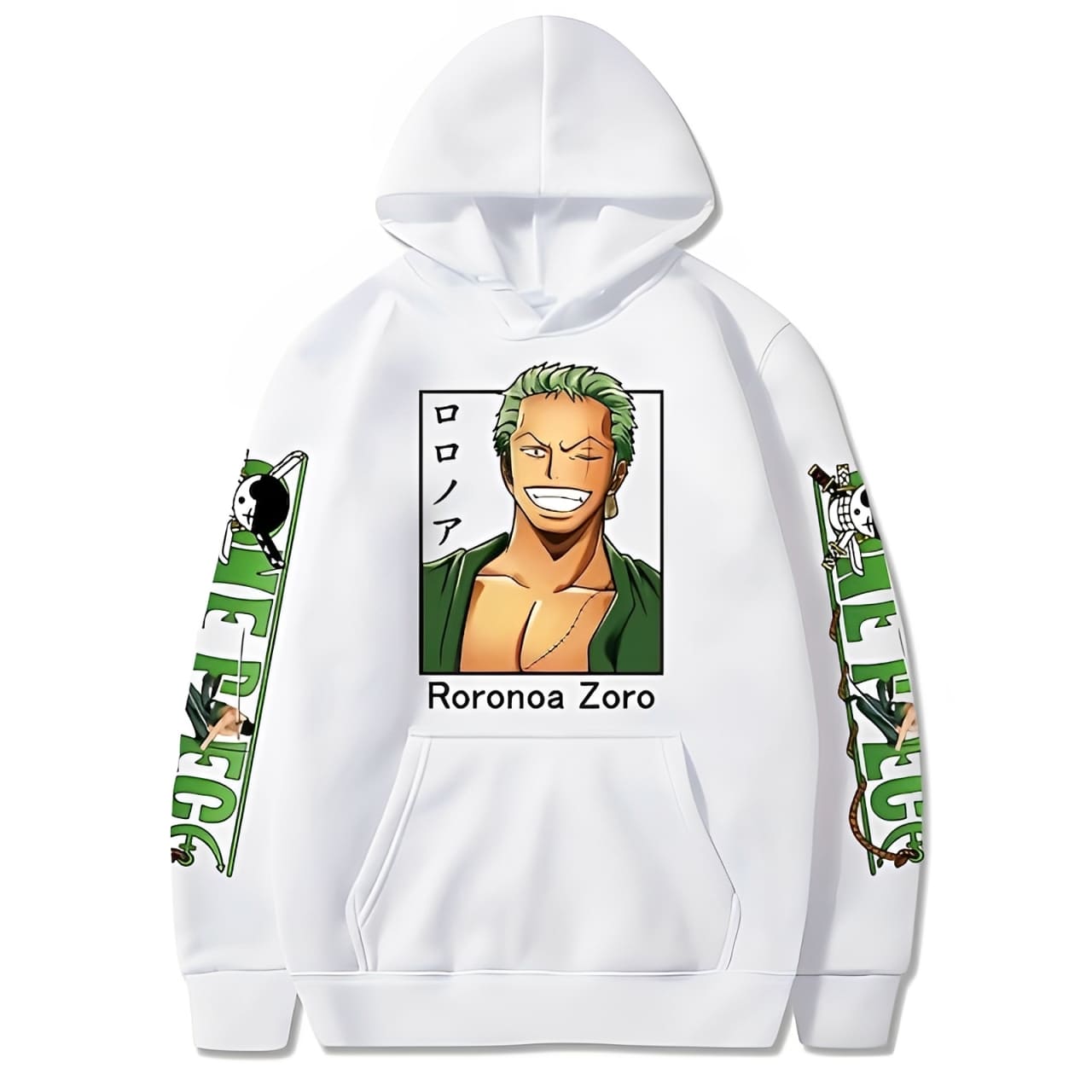 sweatshirt one piece zoro smile white