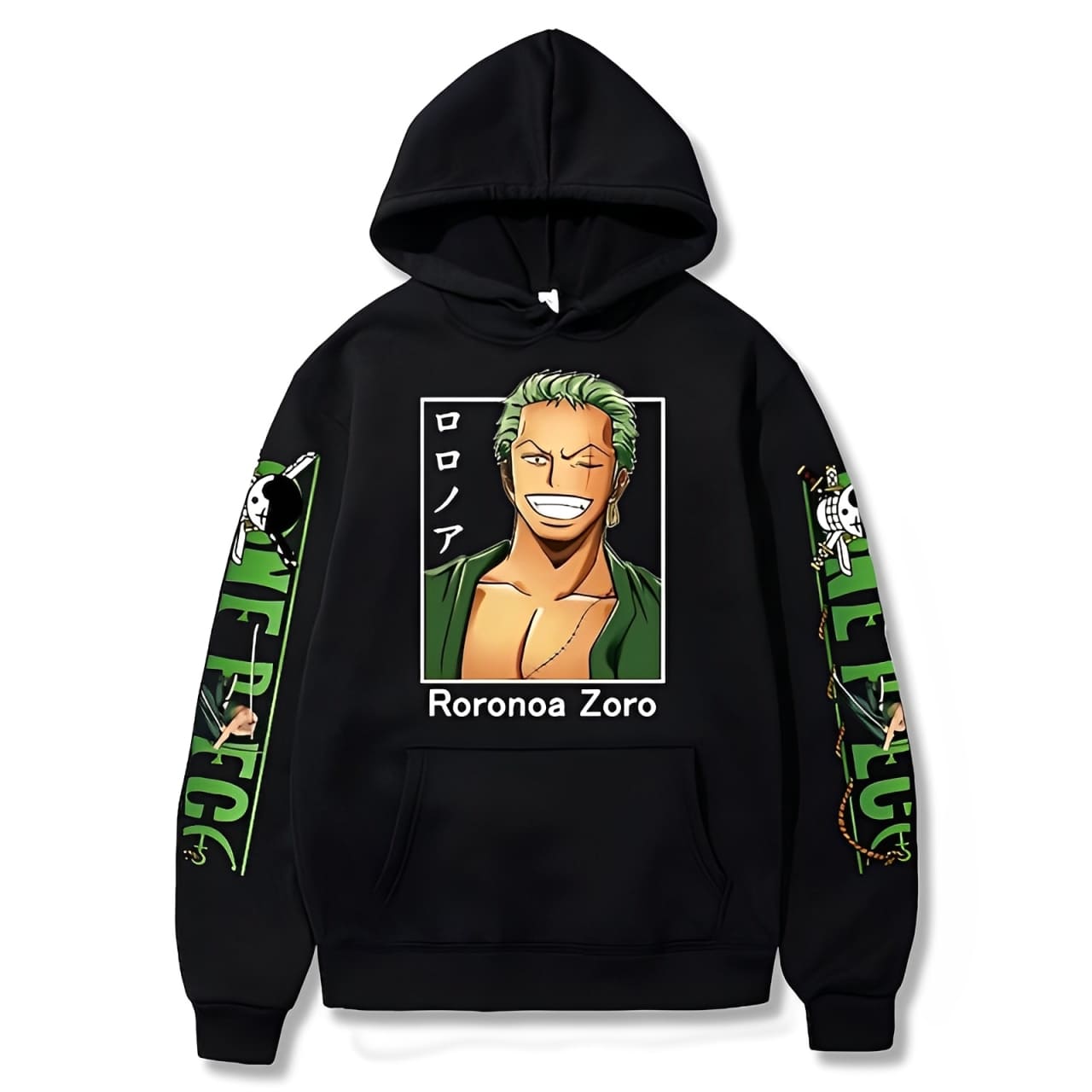 sweatshirt one piece zoro smile black