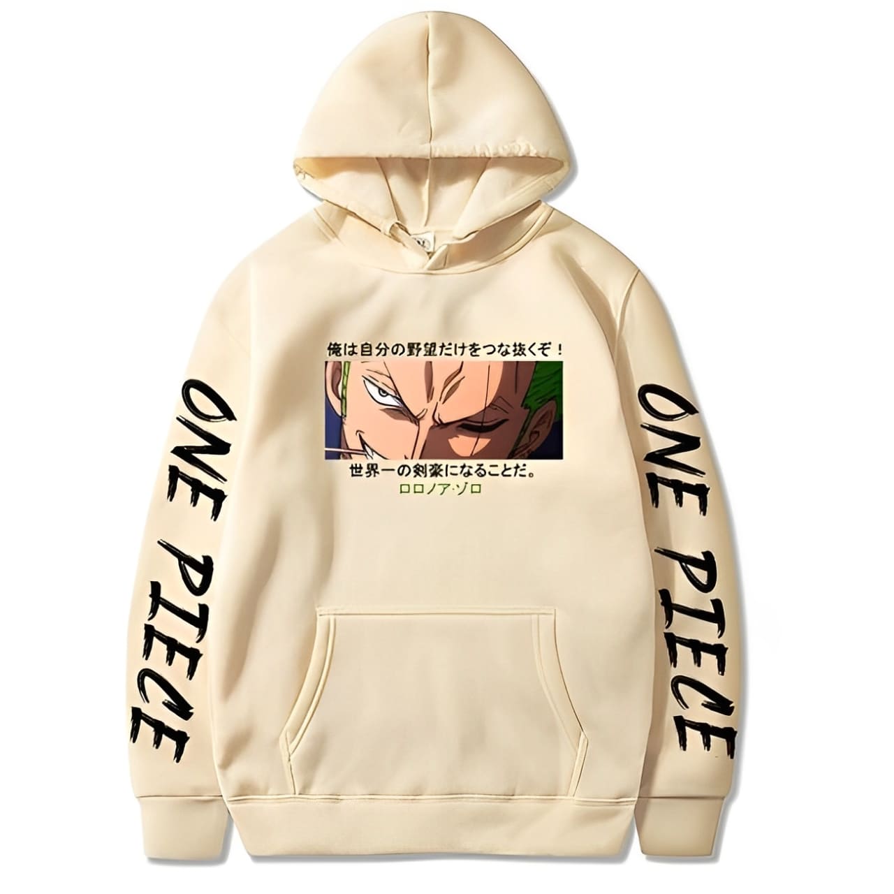 sweatshirt one piece roronoa zoro vision beige