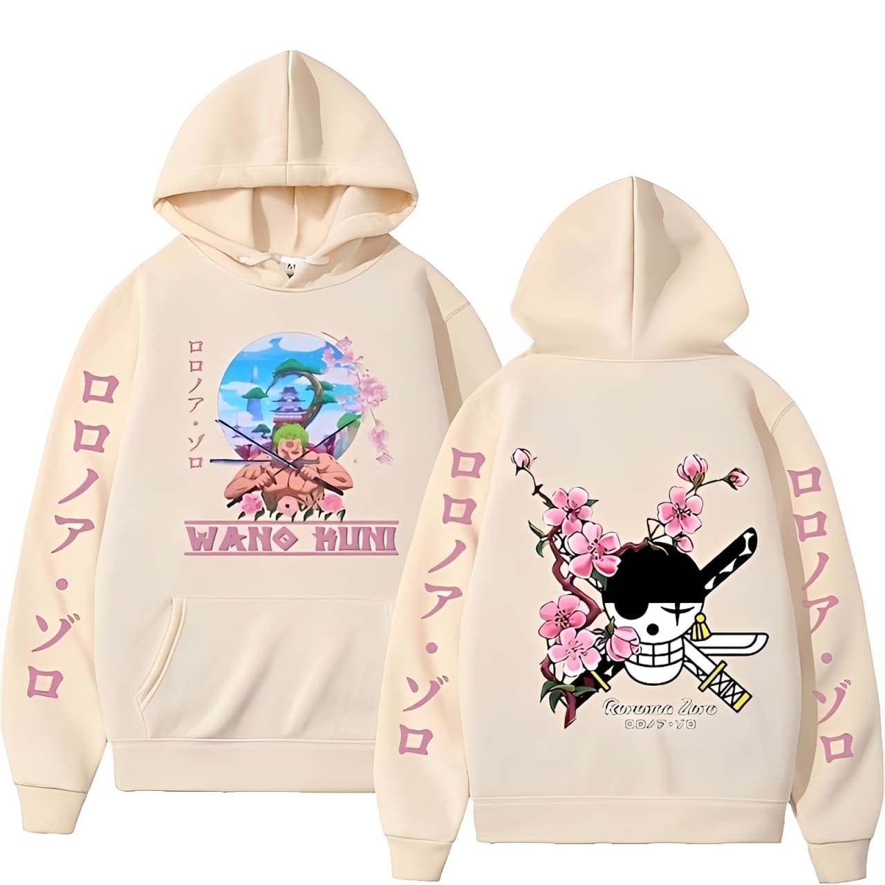 sweatshirt one piece zoro wano kuni beige