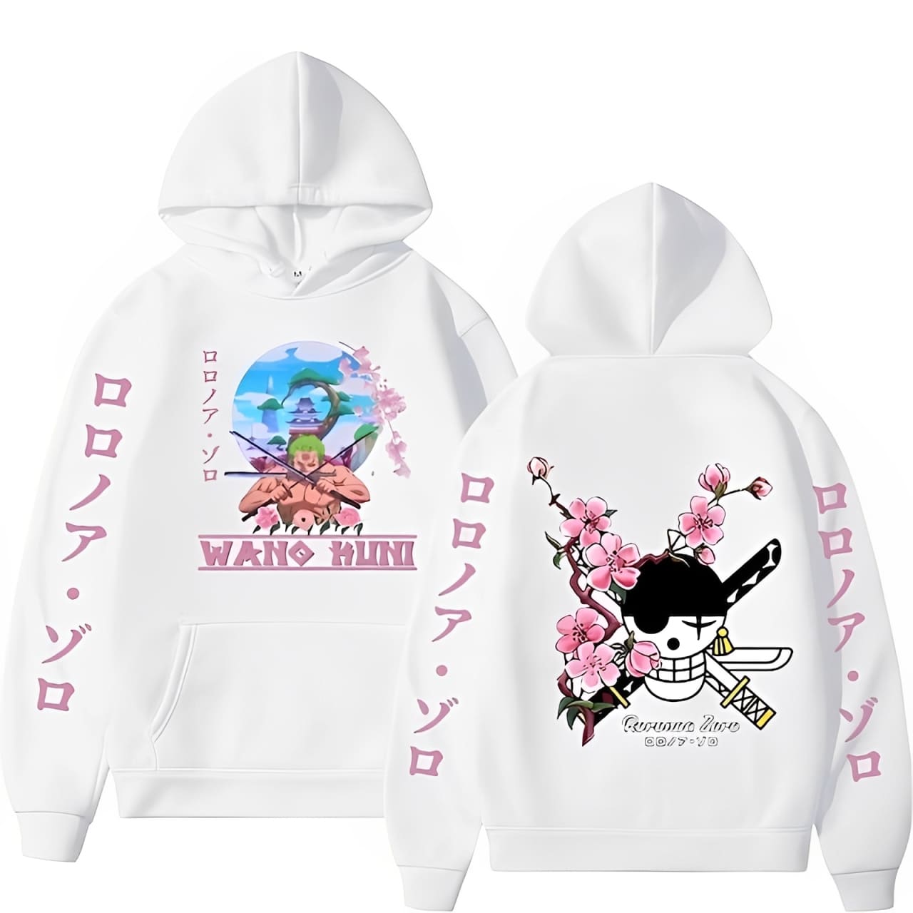 sweatshirt one piece zoro wano kuni white