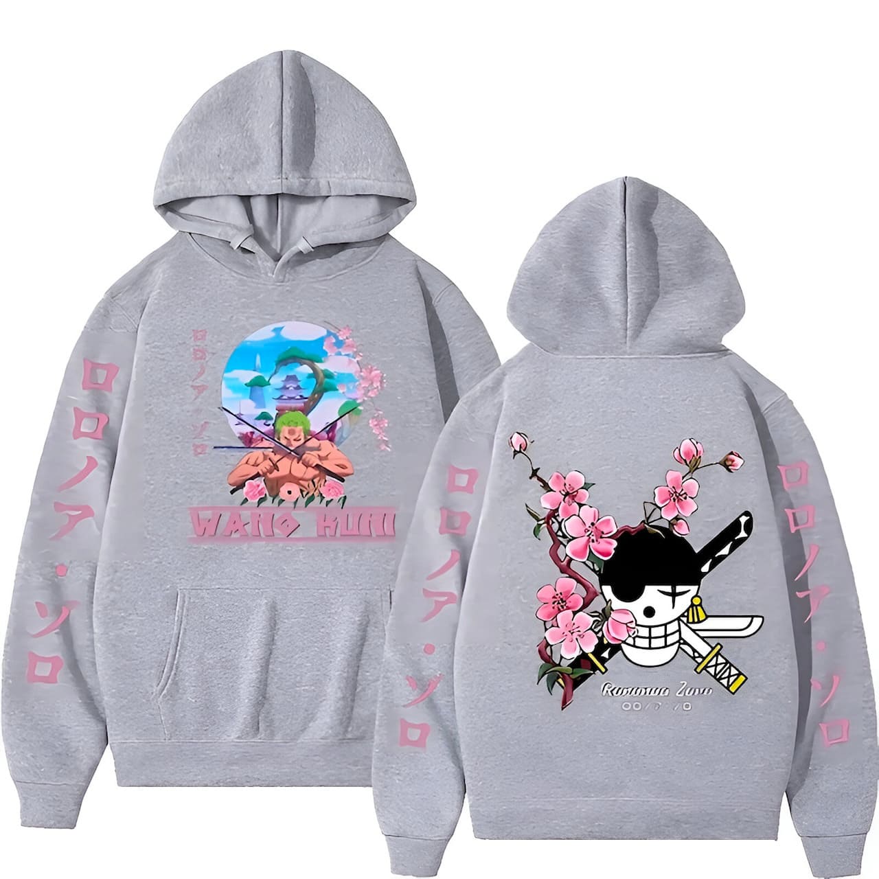sweatshirt one piece zoro wano kuni grey