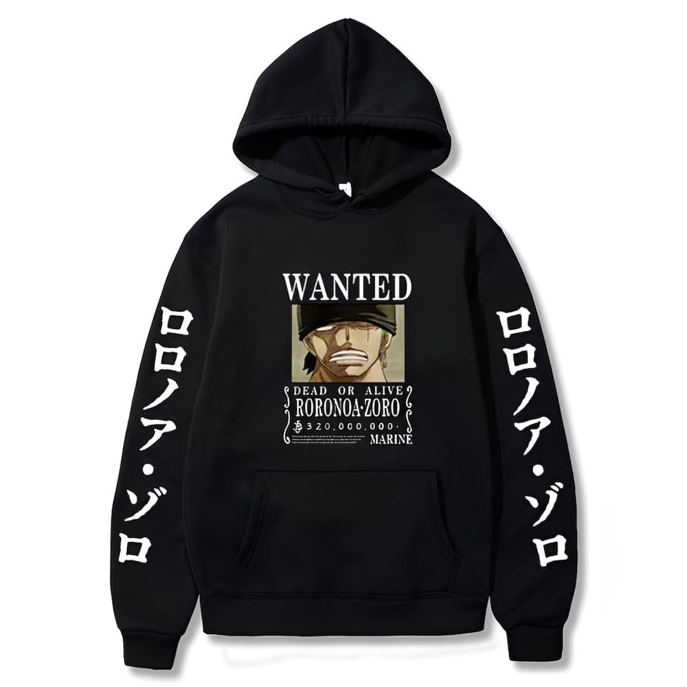 sweatshirt one piece roronoa zoro wanted black