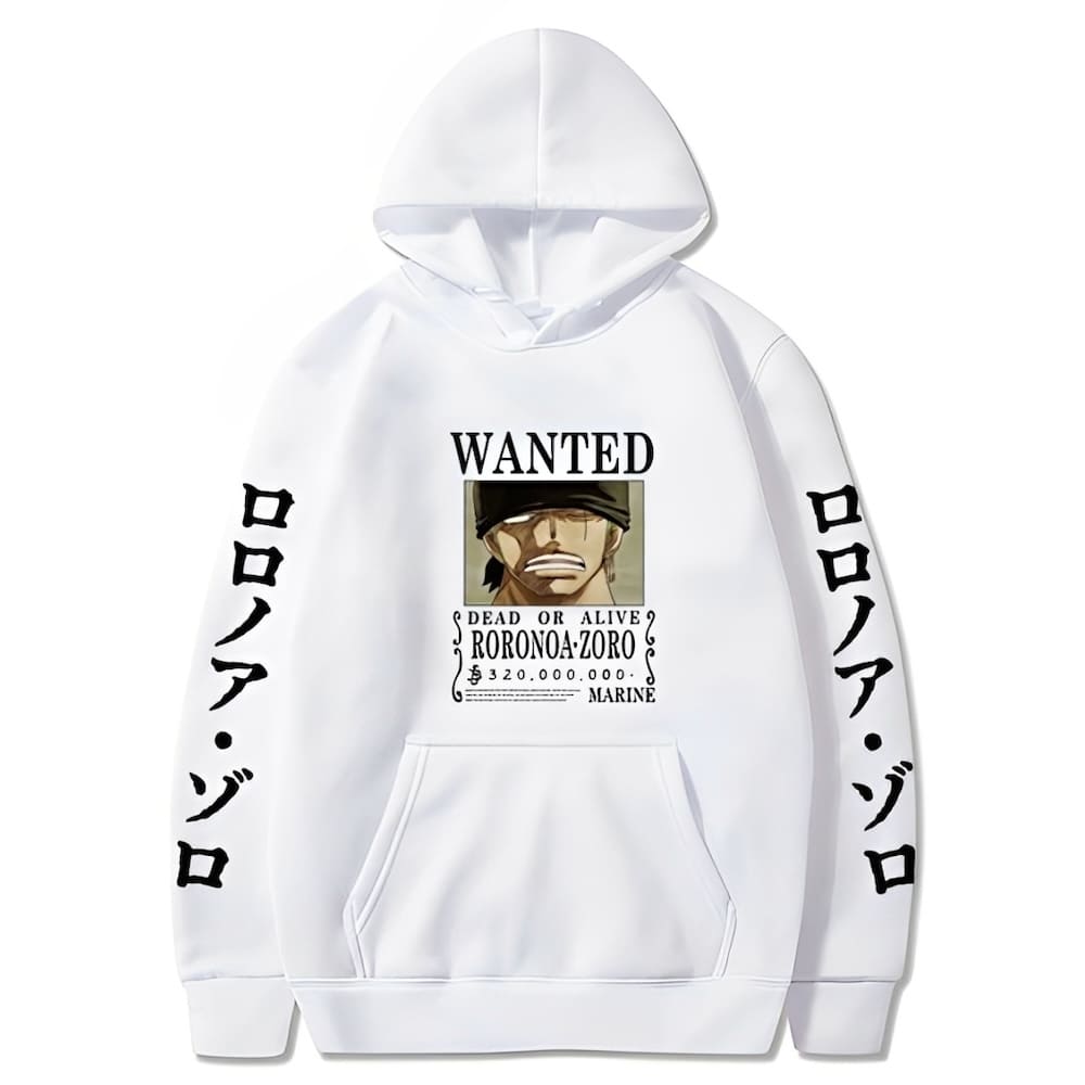 sweatshirt one piece roronoa zoro wanted white