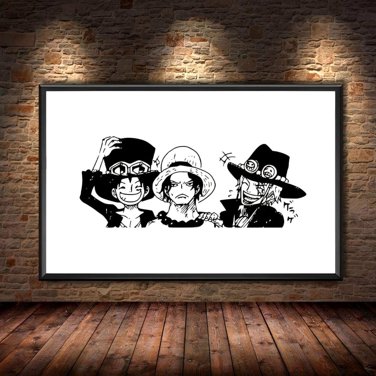 tableau one piece freres luffy ace sabo chapeaux 1