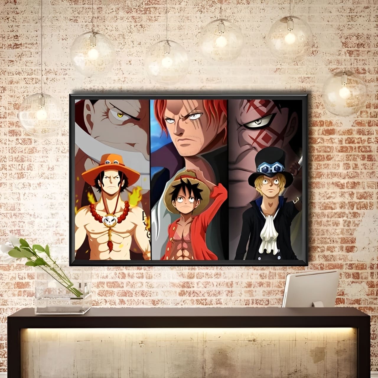 tableau toile one piece freres mentors luffy ace sabo 2
