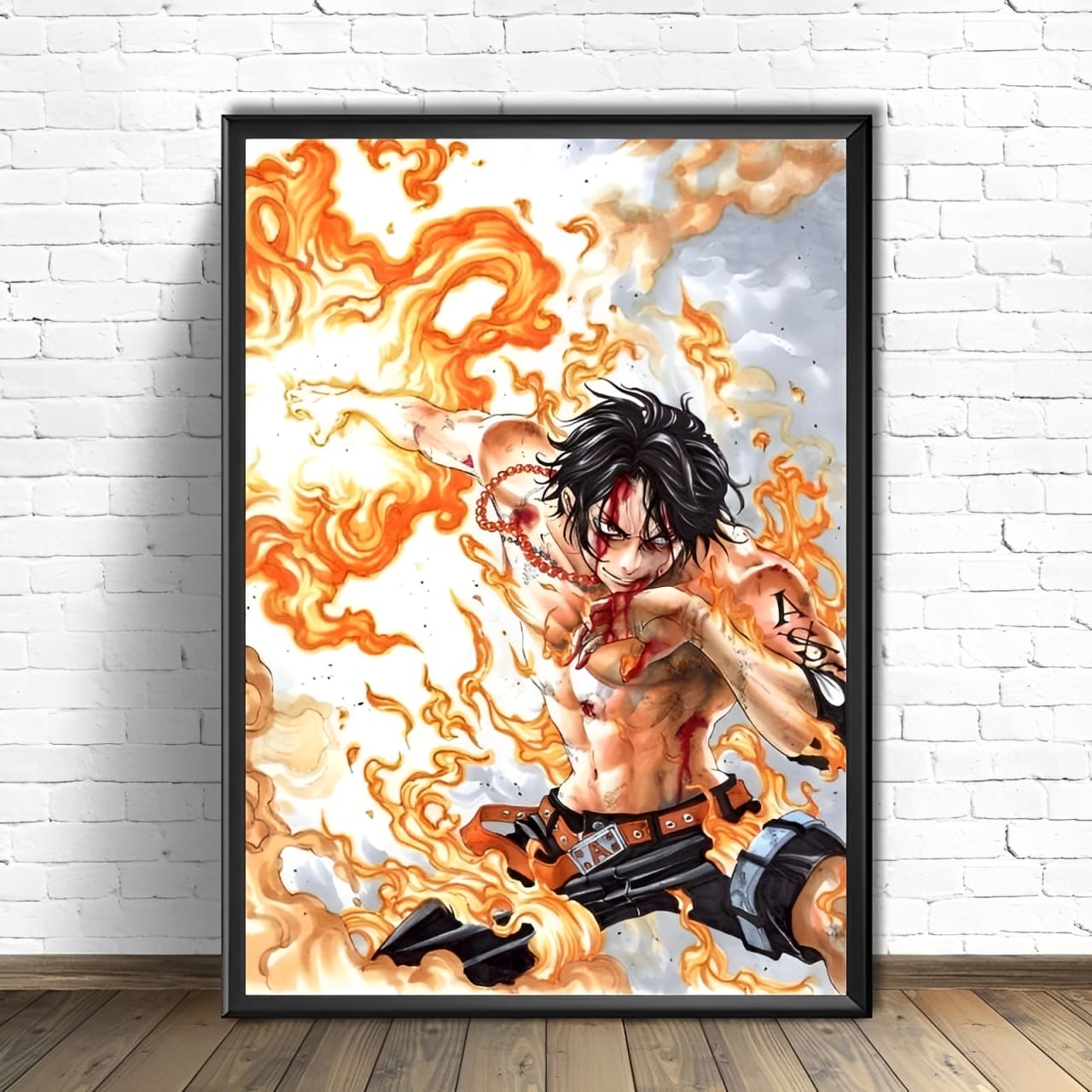 tableau toile one piece ace poings ardents 1