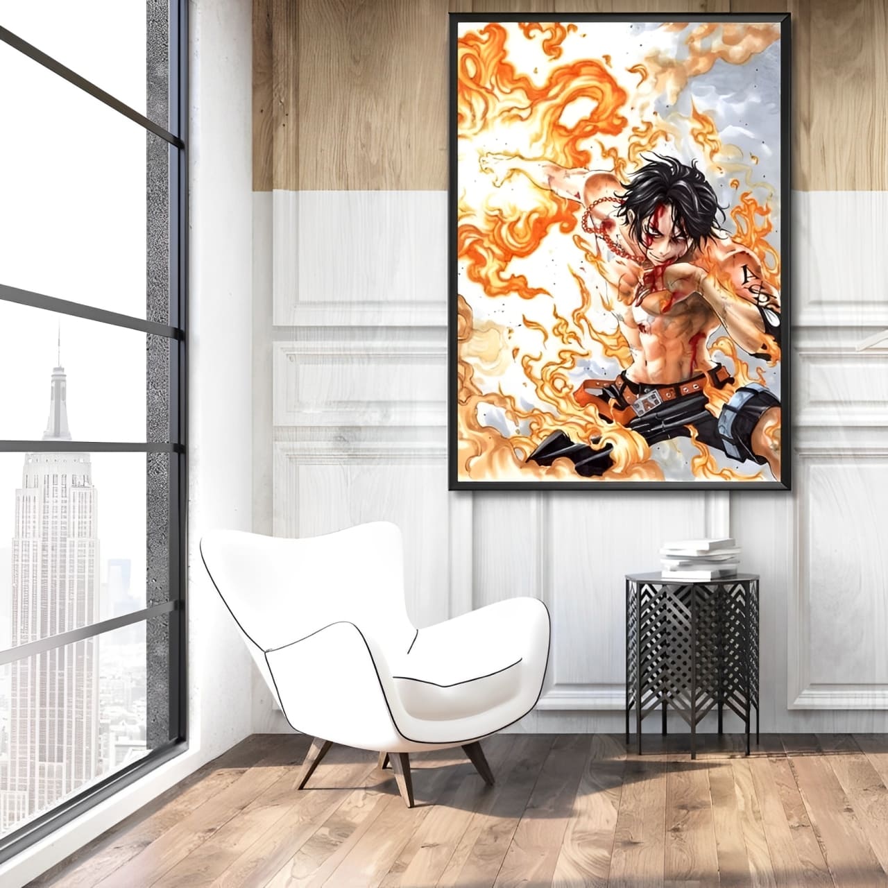 tableau toile one piece ace poings ardents 2