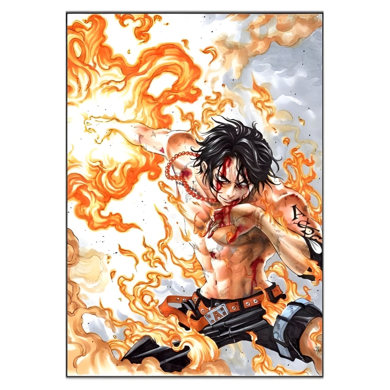 tableau toile one piece ace poings ardents 3