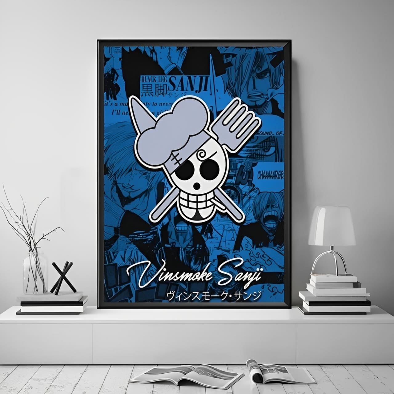 tableau toile one piece jolly roger vinsmoke sanji 1