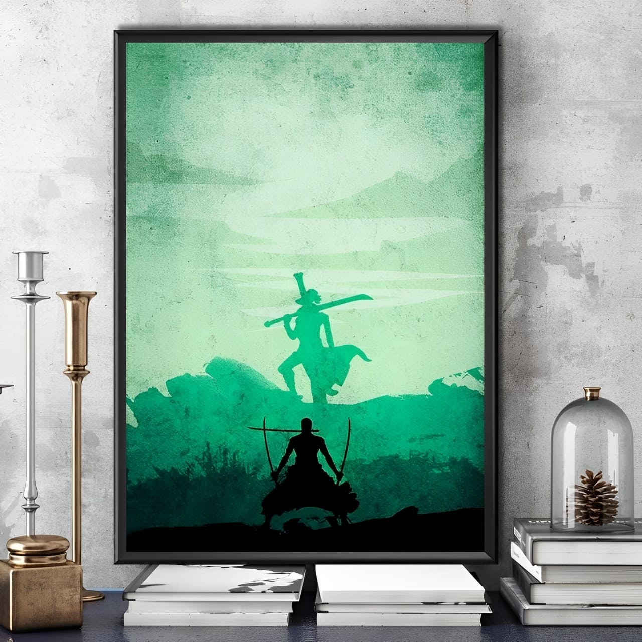 tableau toile one piece landscape roronoa zoro dracule mihawk 1