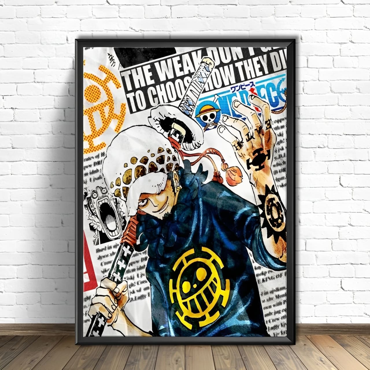 tableau toile one piece traflagar law newspapers 1