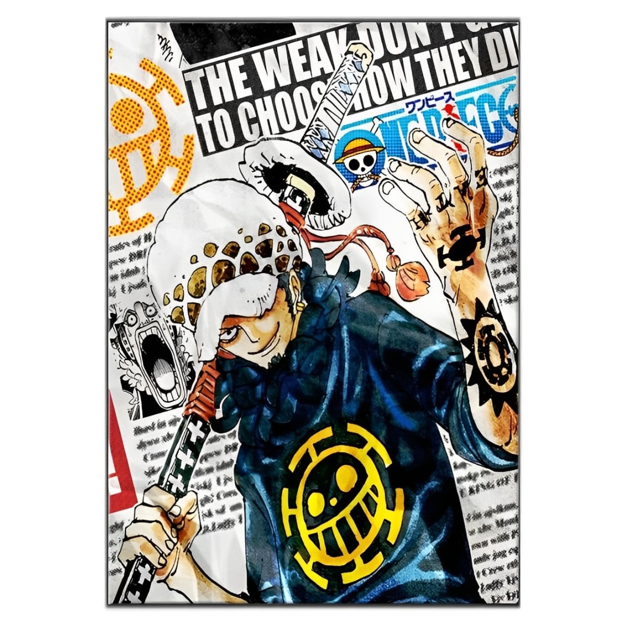 tableau toile one piece traflagar law newspapers 3