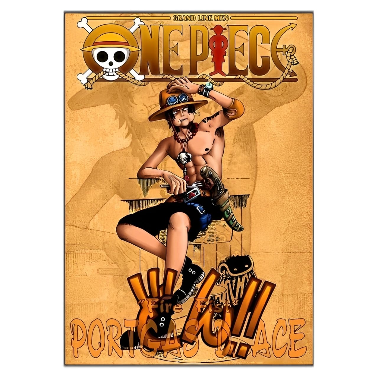 tableau toile one piece line portgas ace 3