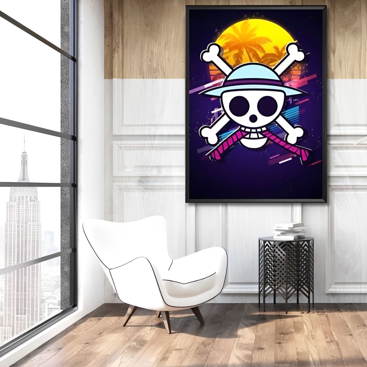tableau toile one piece logo sunset 2