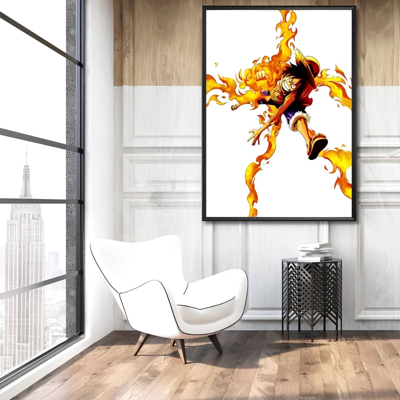 tableau toile one piece monkey luffy fire 2