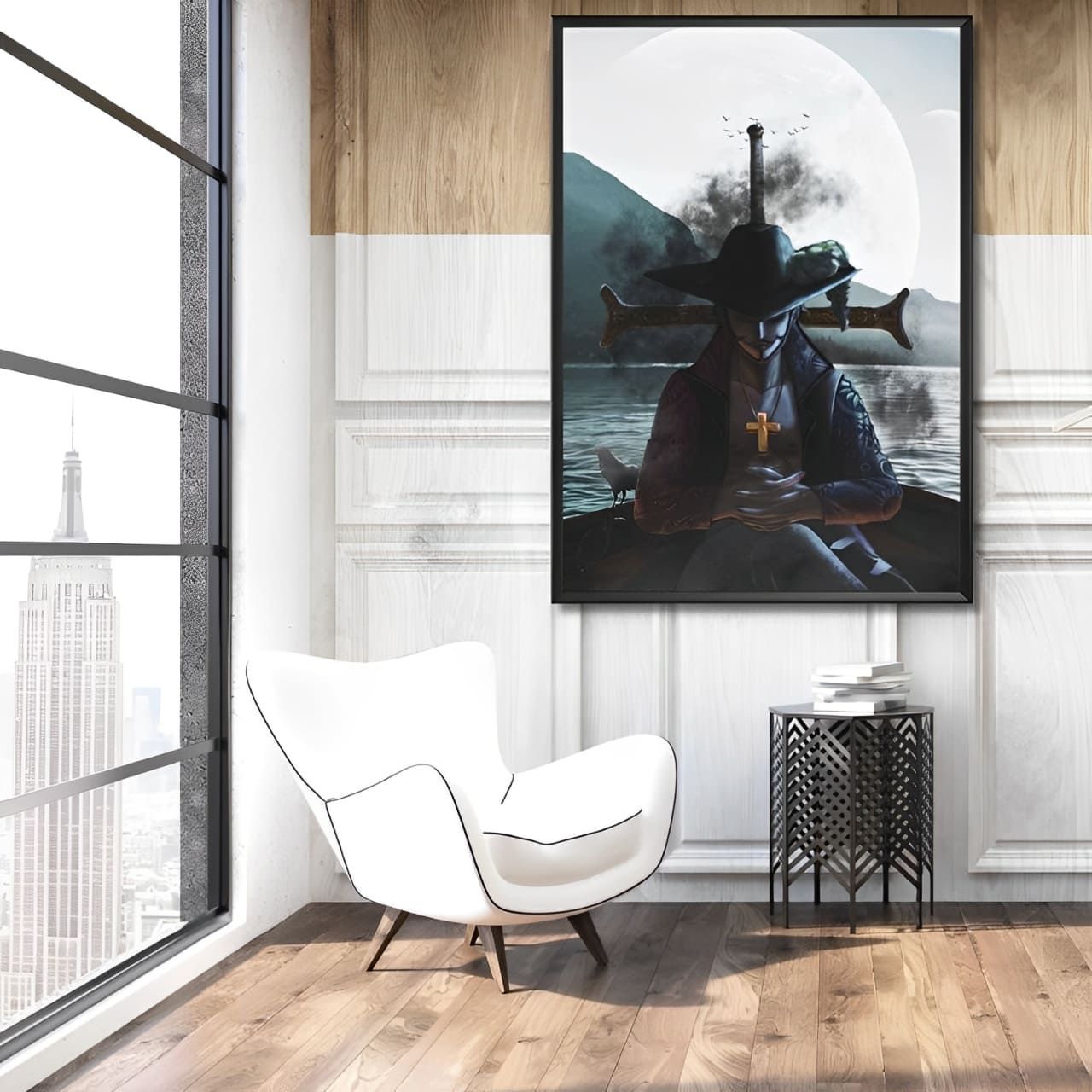 tableau toile one piece dracule mihawk moon 2