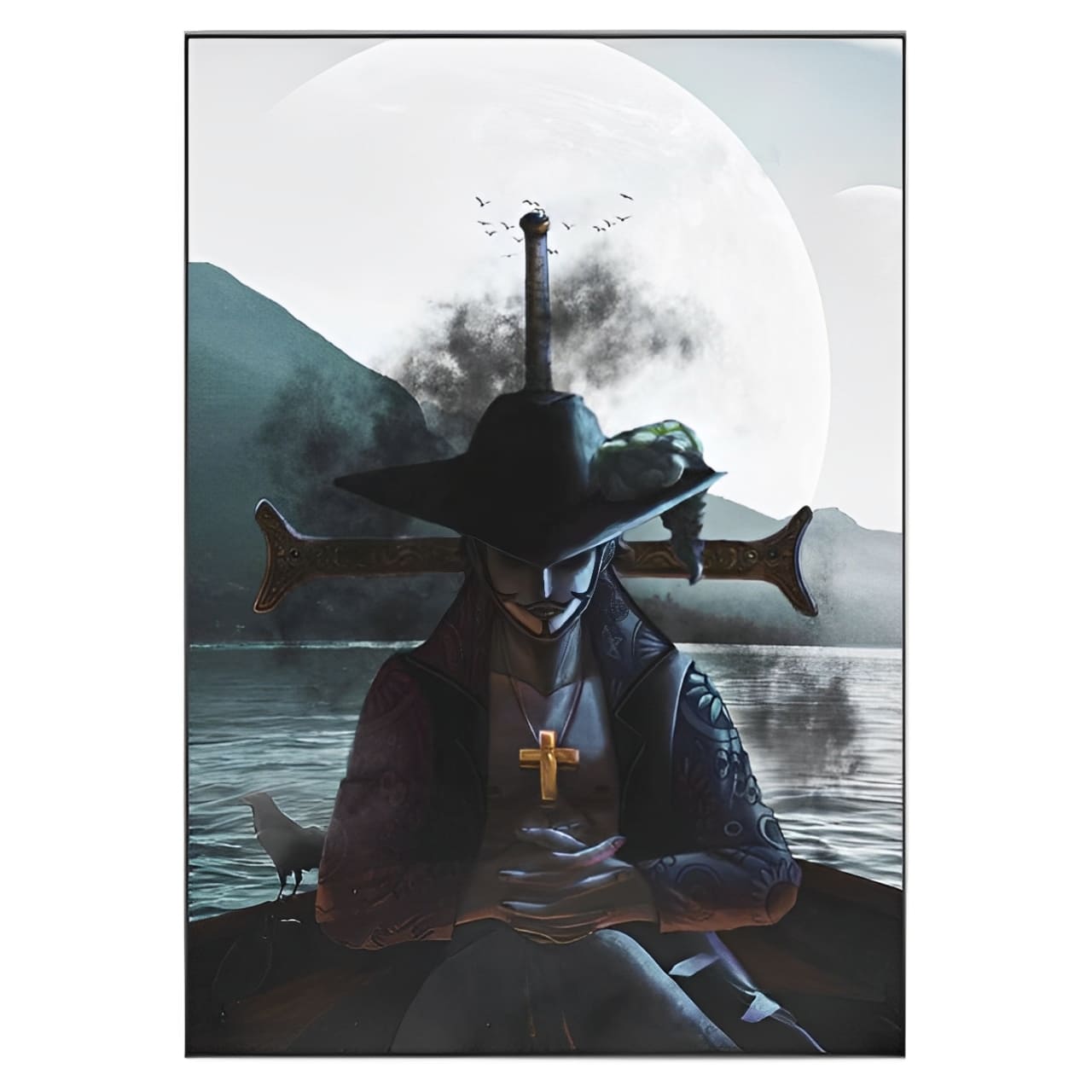 tableau toile one piece dracule mihawk moon 3
