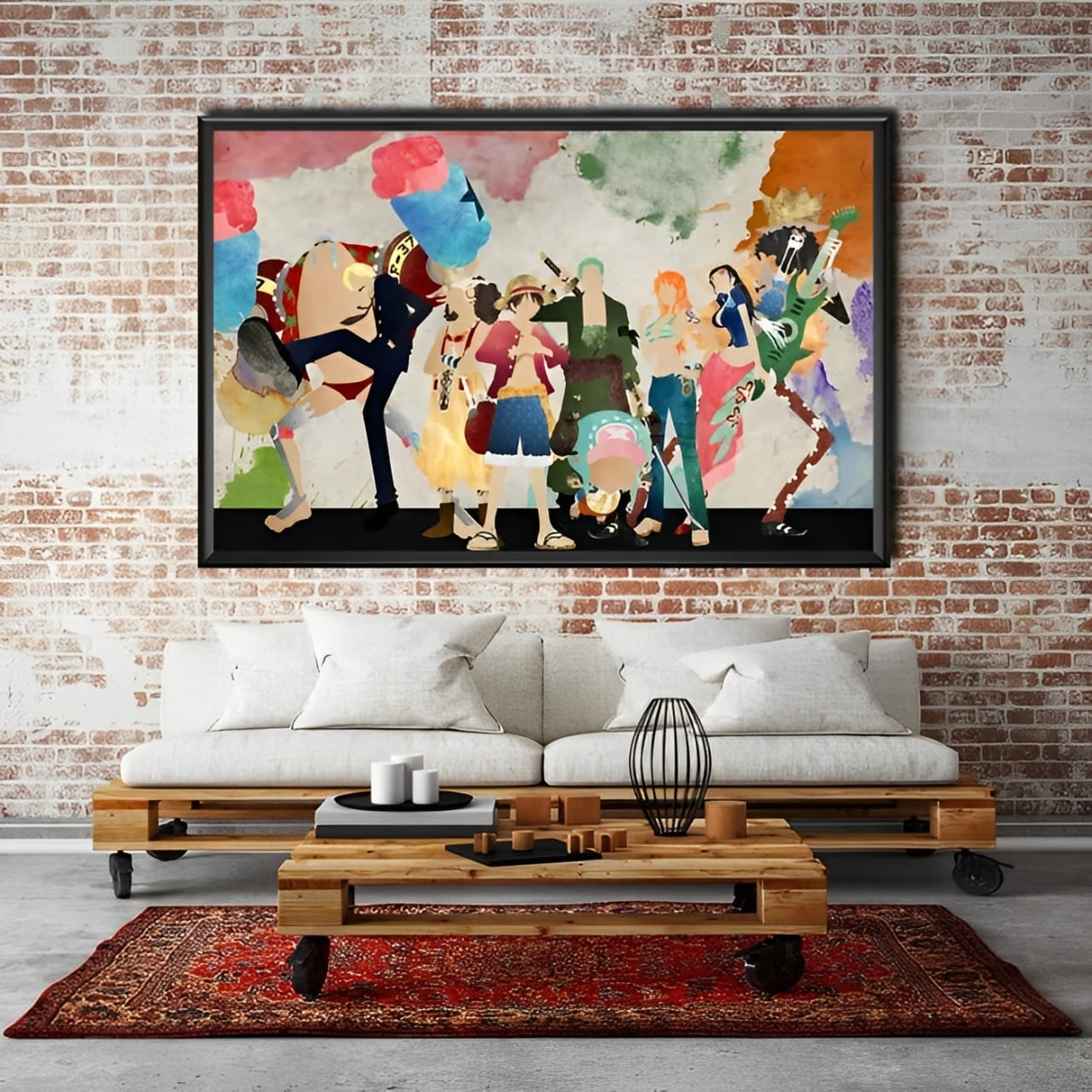 tableau toile one piece mugiwara aquarelle paint 2