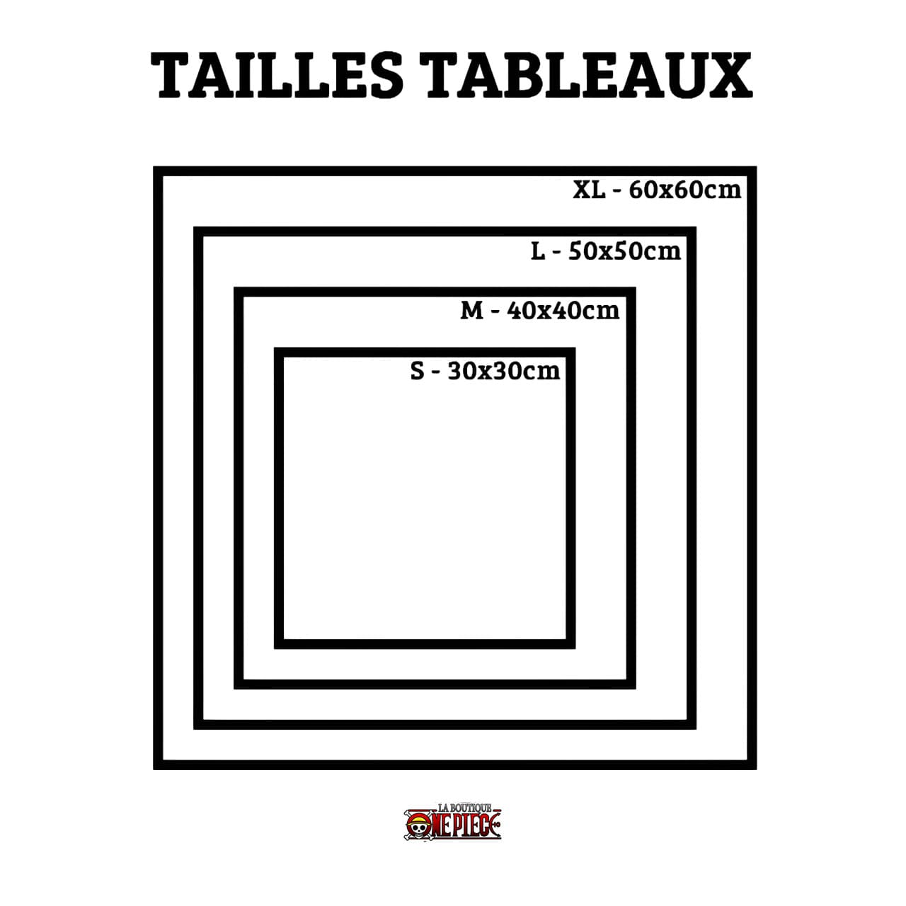 tailles toiles tableaux la boutique one piece canvas carre