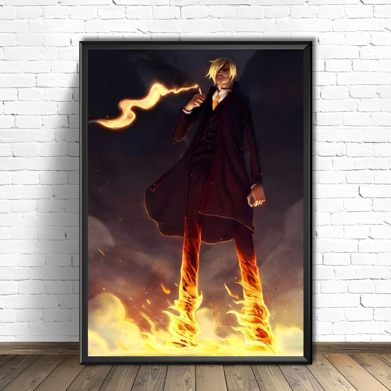 tableau toile one piece vinsmoke sanji fire 1