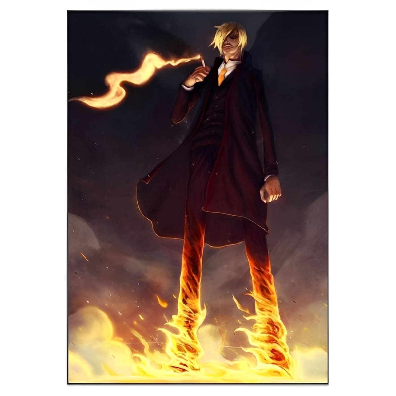 tableau toile one piece vinsmoke sanji fire 3