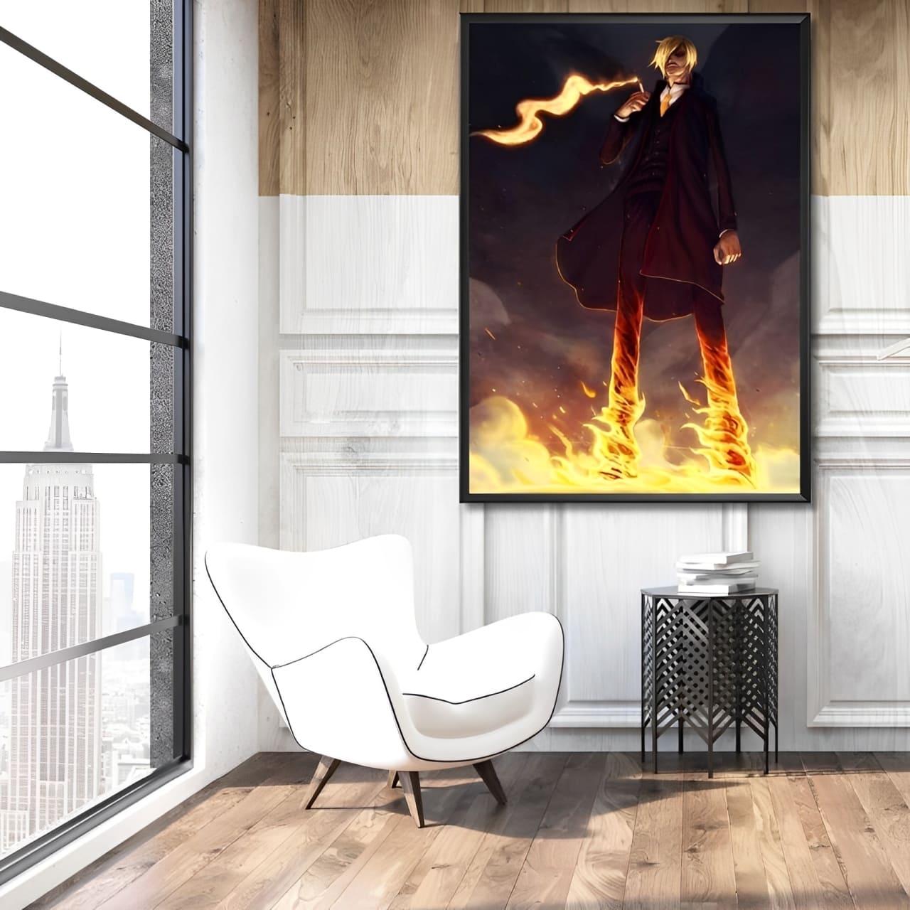 tableau toile one piece vinsmoke sanji fire 2