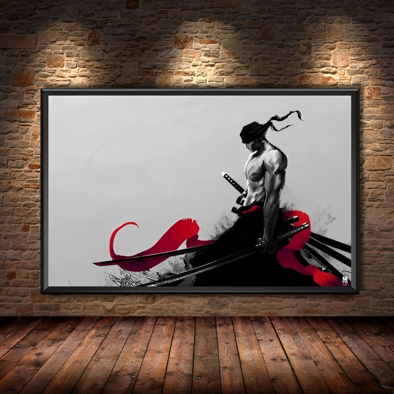 tableau toile one piece roronoa zoro bw 1