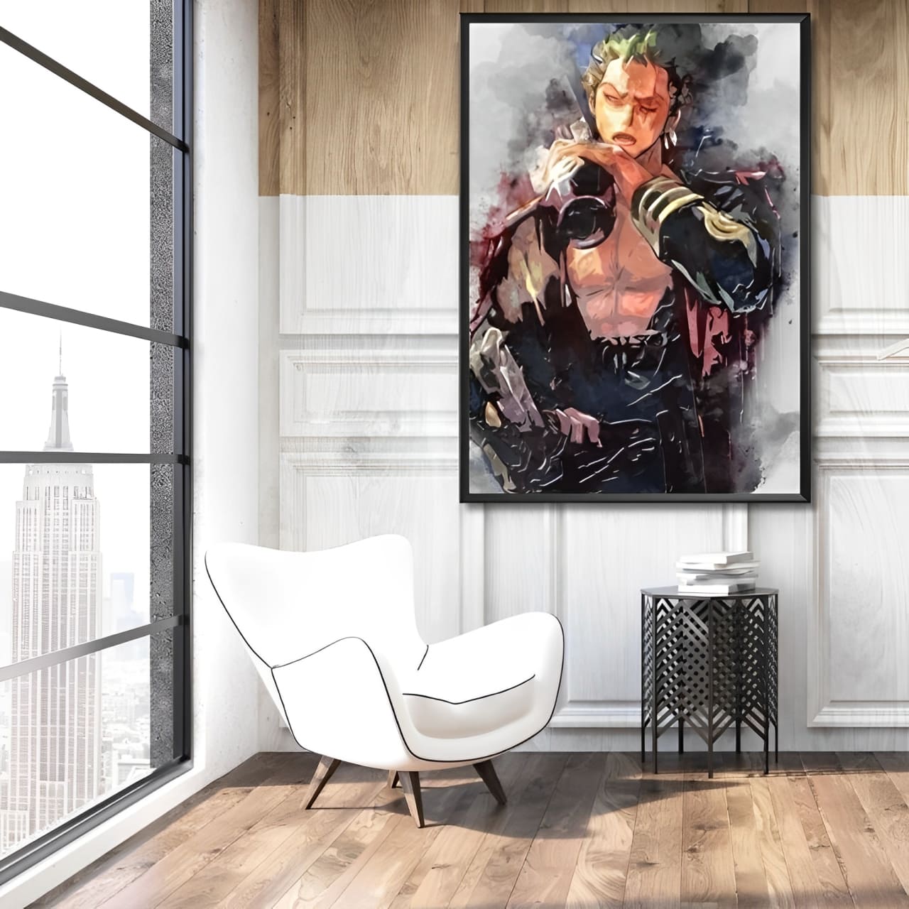tableau toile one piece roronoa bottle 2