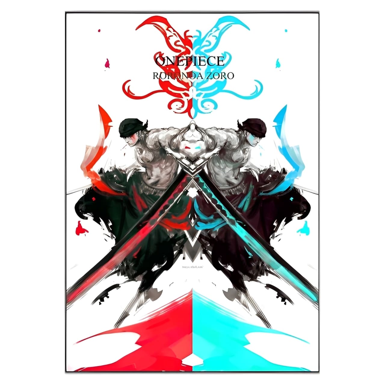 tableau toile one piece roronoa zoro red blue 3