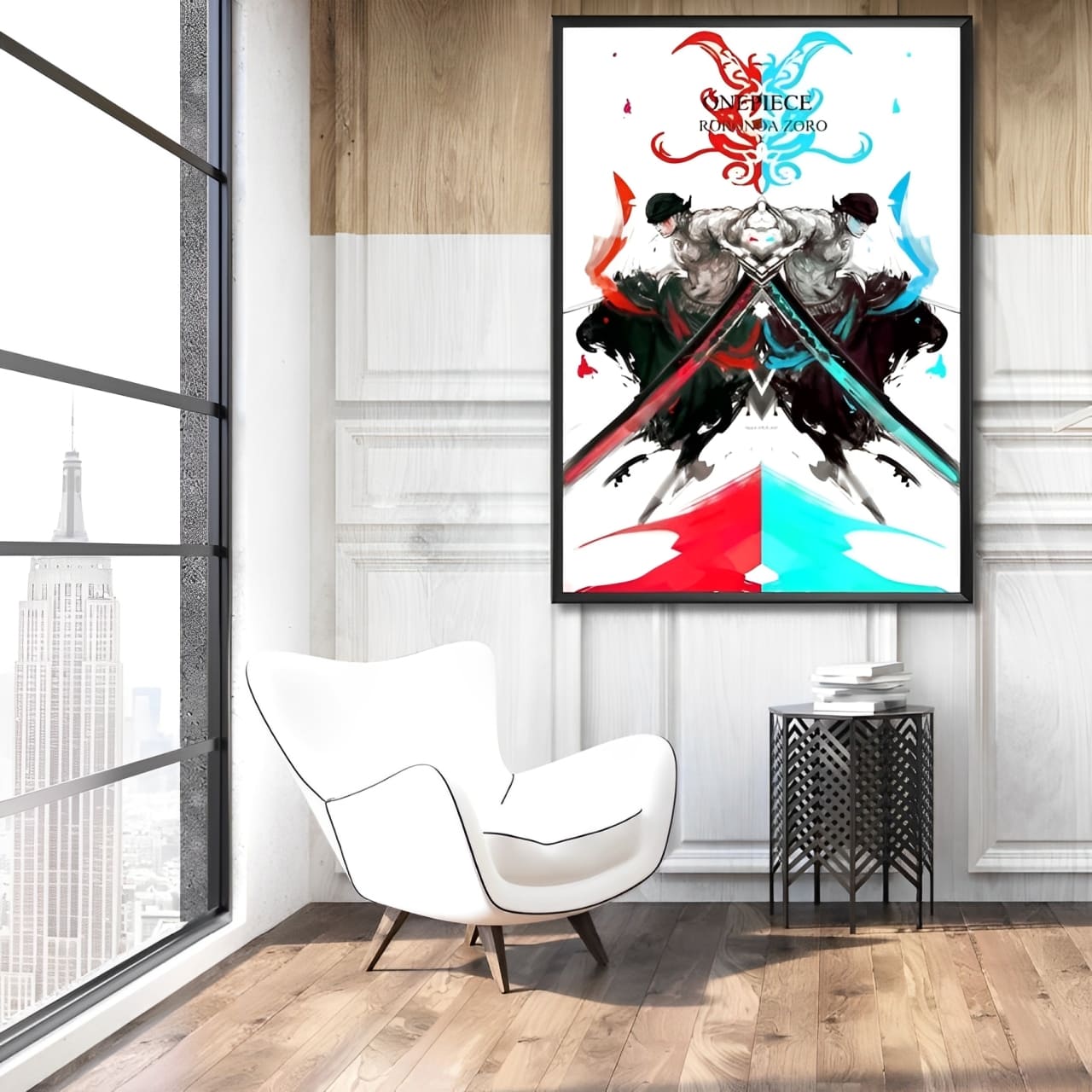 tableau toile one piece roronoa zoro red blue 2