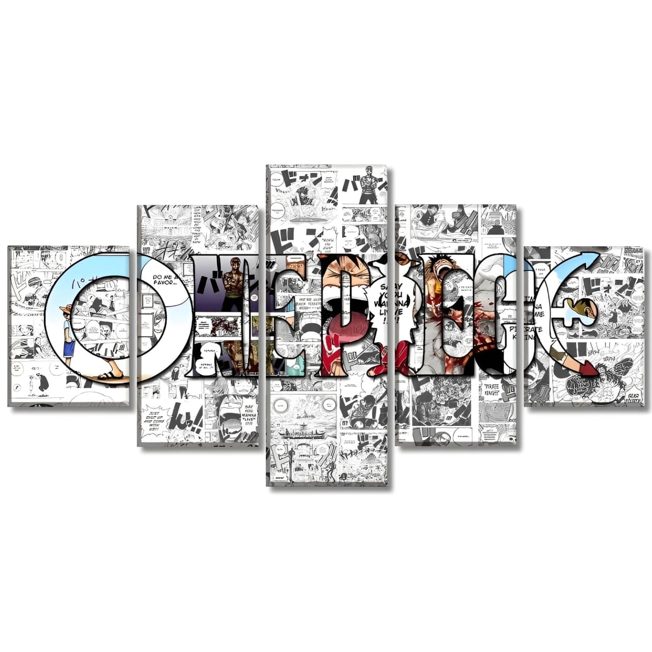 tableau toile one piece 5 parties manga logo 3