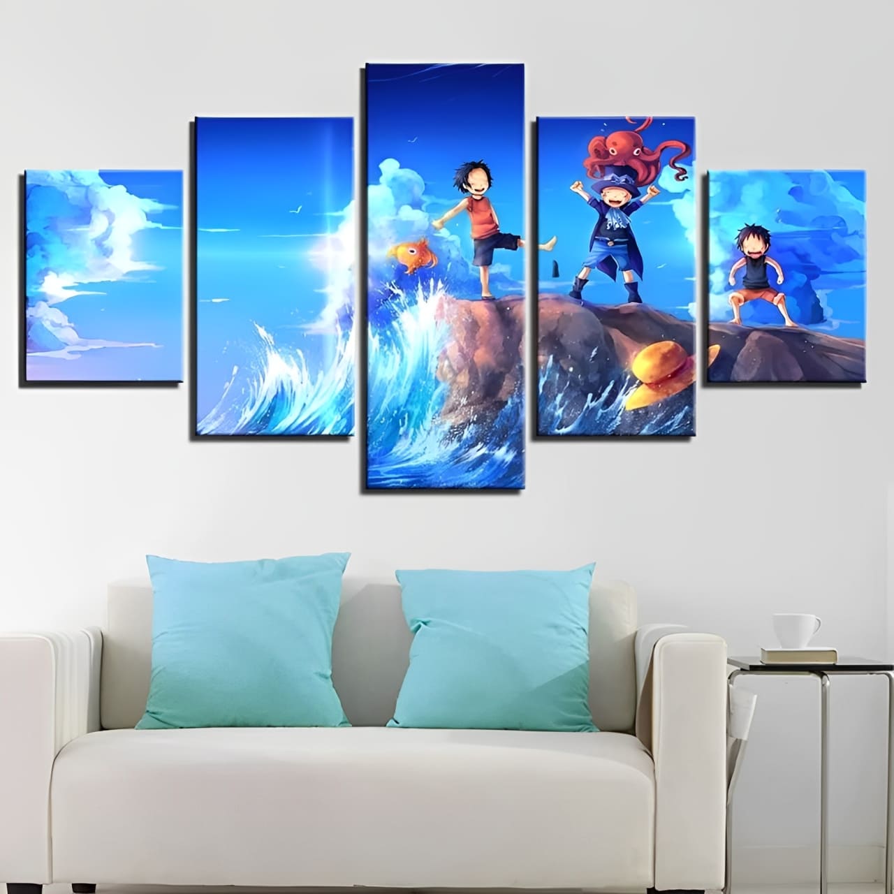 tableau toile one piece 5 parties frères luffy sabo ace 2