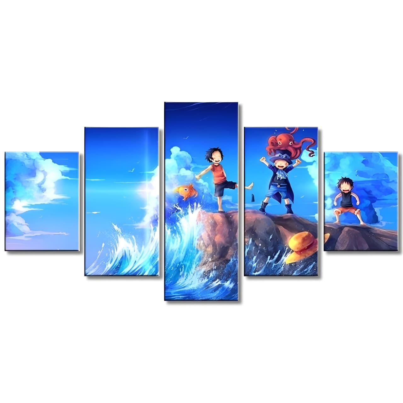 tableau toile one piece 5 parties frères luffy sabo ace 3