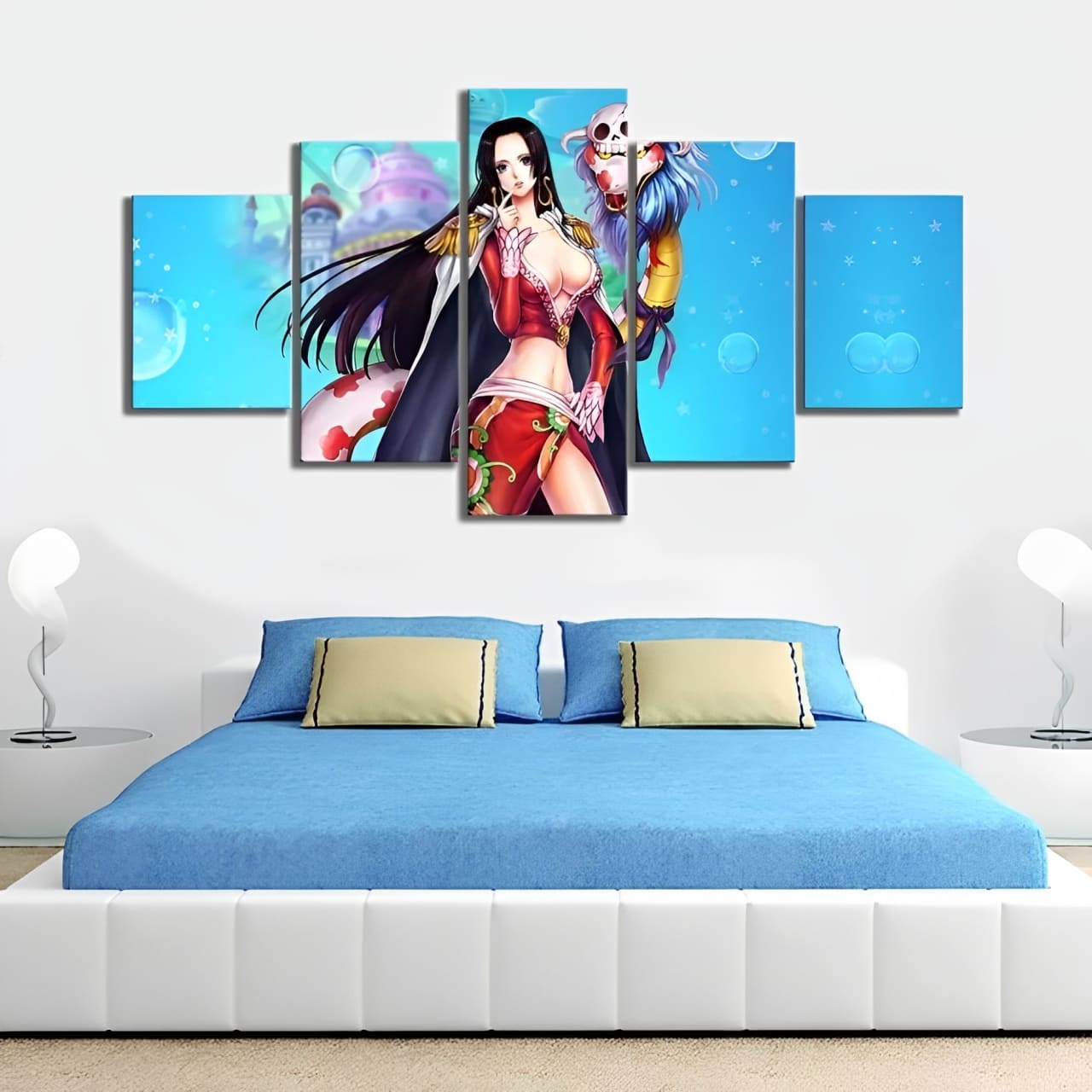 tableau toile one piece 5 parties boa hancock bleu 2