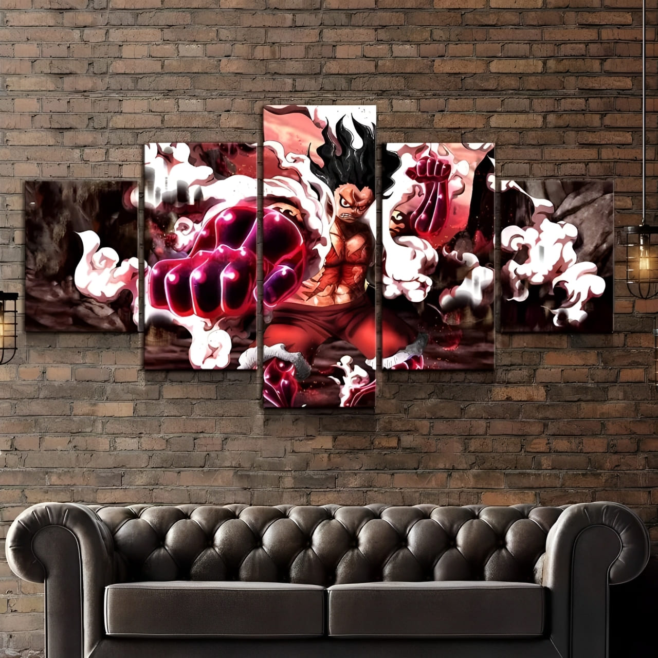 tableau toile one piece 5 parties luffy gear fourth snakeman 2