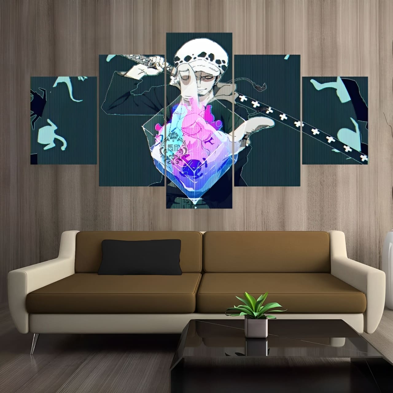 tableau toile one piece 5 parties trafalgar law heart 1