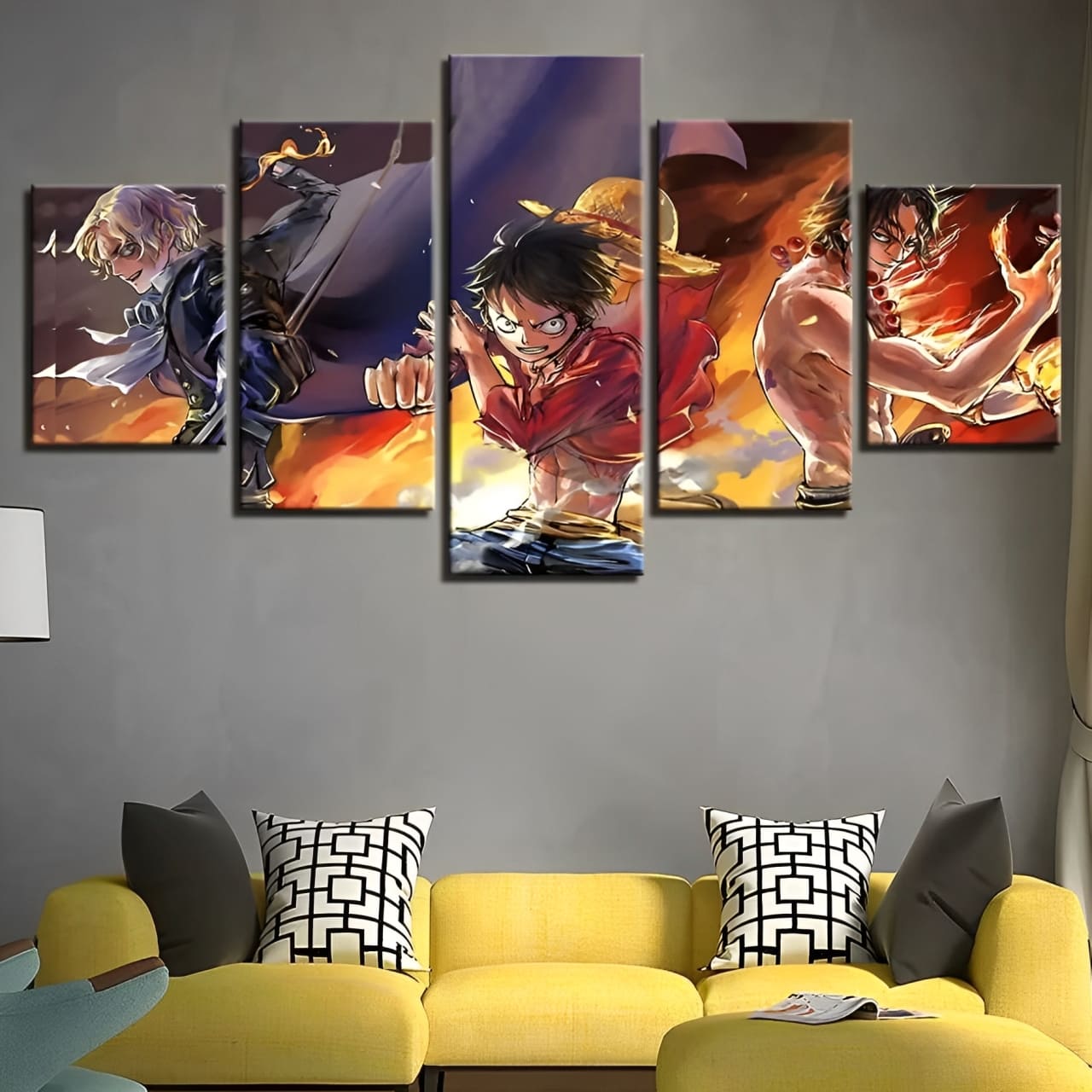 tableau toile one piece 5 parties luffy ace sabo 1