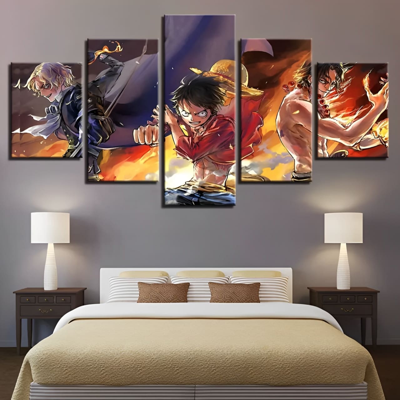 tableau toile one piece 5 parties luffy ace sabo 2